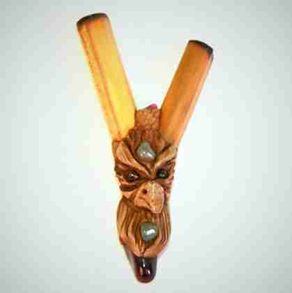 Kuripe Bambu Totem AQUILA Amuleto con pietre potenti Kuripe Bambu Totem Aquila e pietre magiche