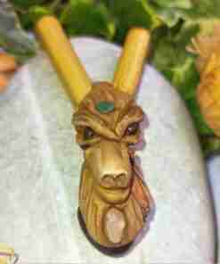 Kuripe Bambu Totem LUPO Amuleto con Pietre potenti Kuripe Bambu Totem LUPO Amuleto con Pietre potenti