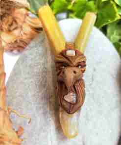 Kuripe Bambu Totem AQUILA Amuleto con pietre potenti Kuripe Totem Aquila e pietre potenti magiche