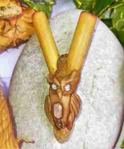 Kuripe Bambu тотем сова амулет с мощными камнями Kuripe Totem GUFO Amuleto Pietre potenti